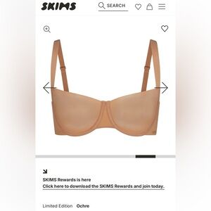 SKIMS NWTUnlined Balconette Bra, 34DDD in Ochre Nude